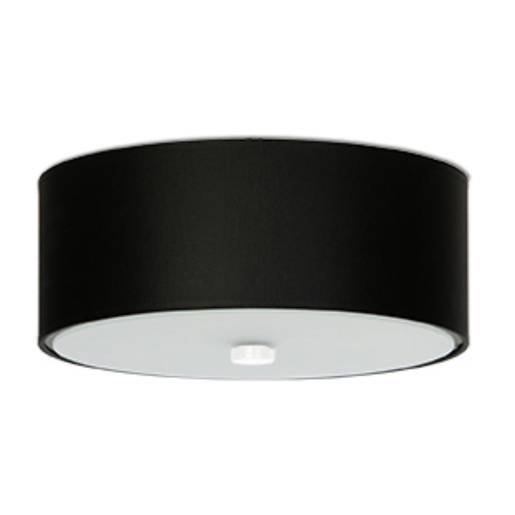Plafonnier Skala 30 en tissu noir, abat-jour tambour, vue de face