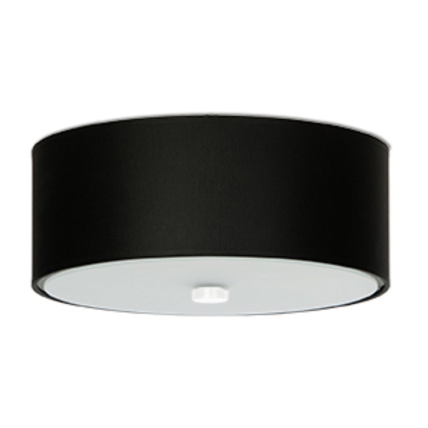 Plafonnier Skala 30 en tissu noir, abat-jour tambour, vue de face