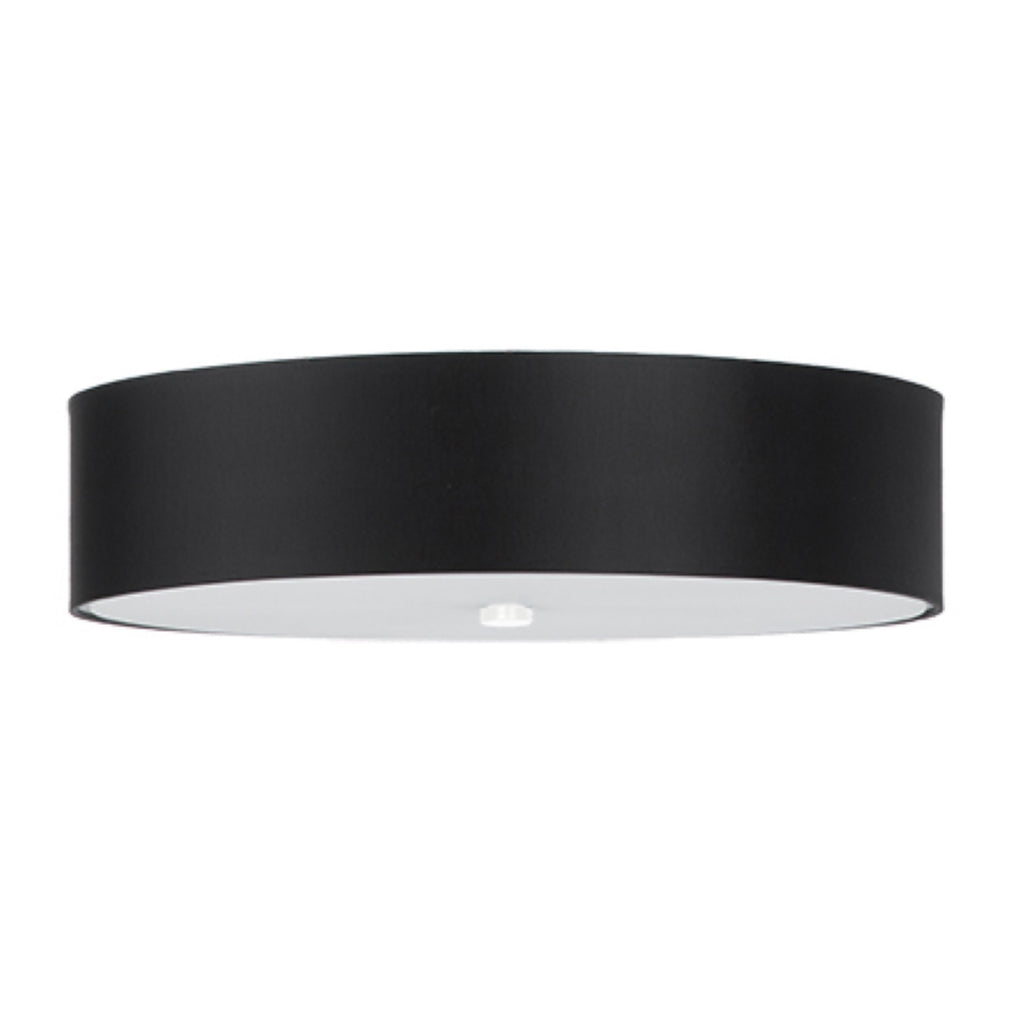 Plafonnier Skala 50 en tissu noir, abat-jour tambour, vue de face