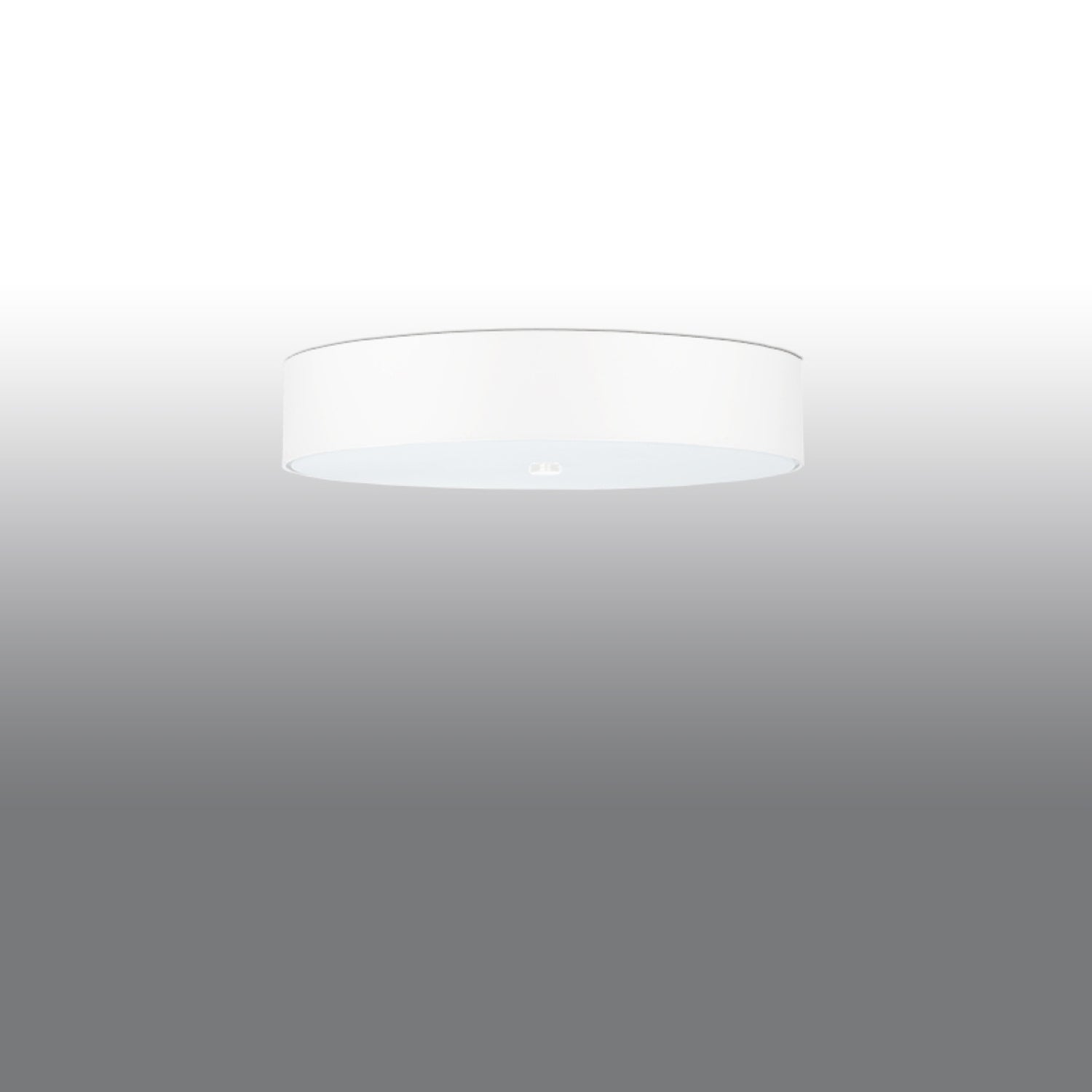 Plafonnier Skala 60 en tissu blanc, vue du diffuseur en verre dépoli