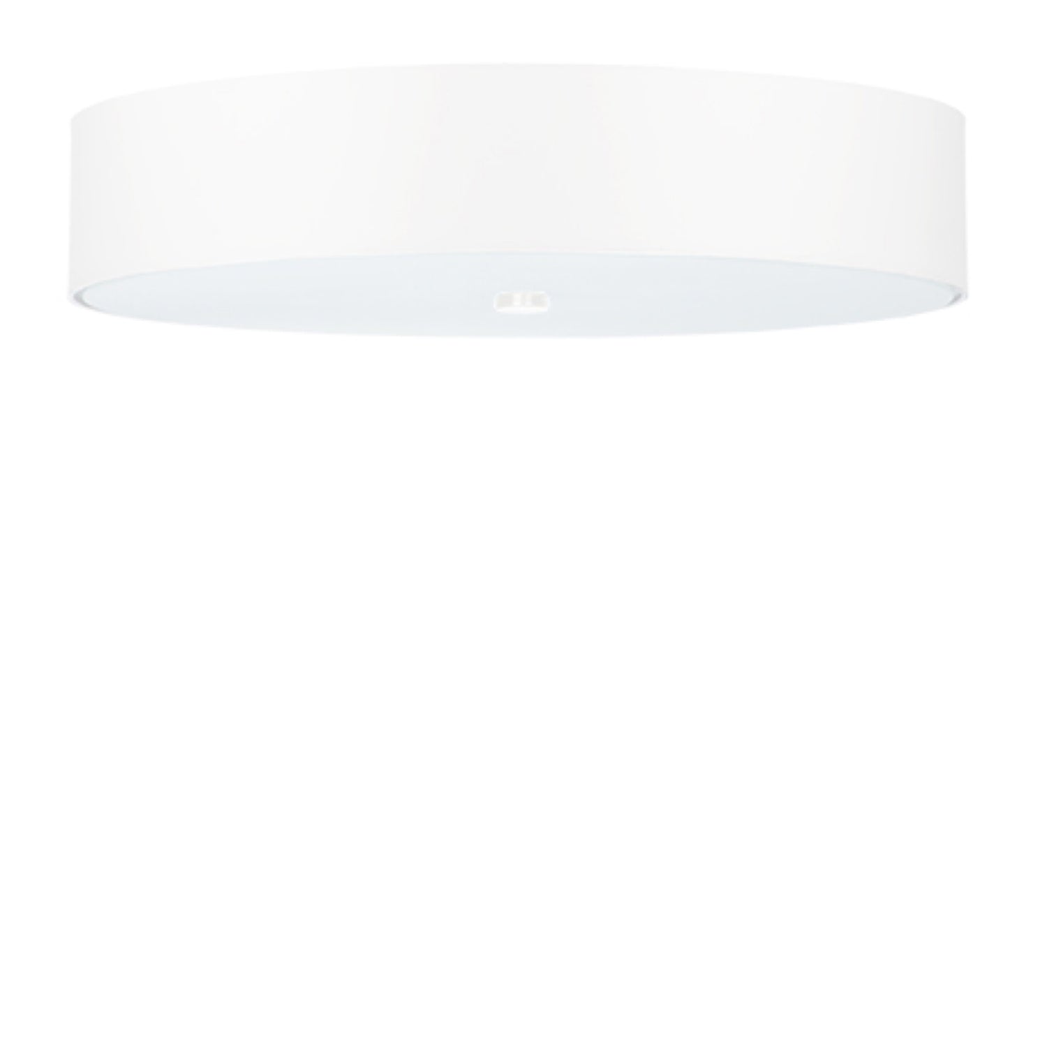 Plafonnier Skala 60 en tissu blanc, abat-jour tambour au plafond, vue de face