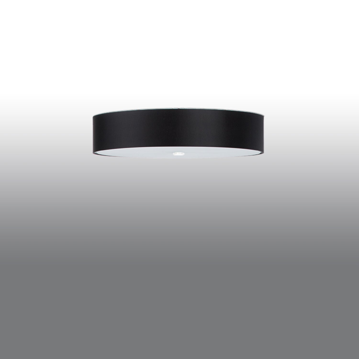 Plafonnier Skala 60 en tissu noir, vue du diffuseur en verre dépoli