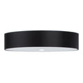 Plafonnier Skala 60 en tissu noir, abat-jour tambour au plafond, vue de face