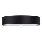Plafonnier Skala 60 en tissu noir, abat-jour tambour au plafond, vue de face