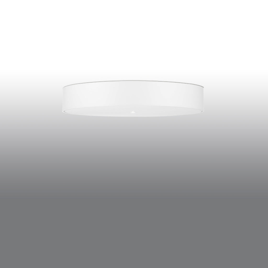Plafonnier Skala 80 en tissu blanc, vue du diffuseur en verre dépoli