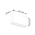Schéma coté plafonnier Sole longueur 137 mm profondeur 35 mm hauteur 83 mm