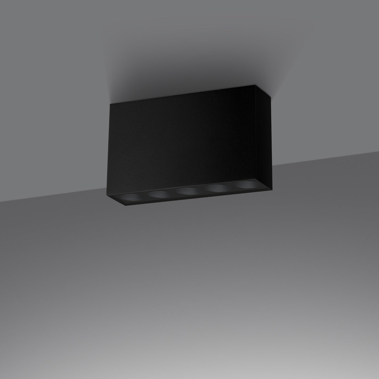Plafonnier Sole LED barre aluminium noir installé au plafond