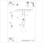 Notice de montage : Plafonnier Solis bois naturel et verre opale G9