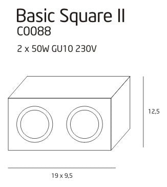 Dimensions Plafón spot Basic cuadrado doble blanco GU10