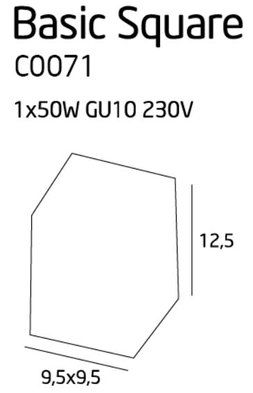 Dimensions Basic Square Black GU10 Spot Ceiling Light