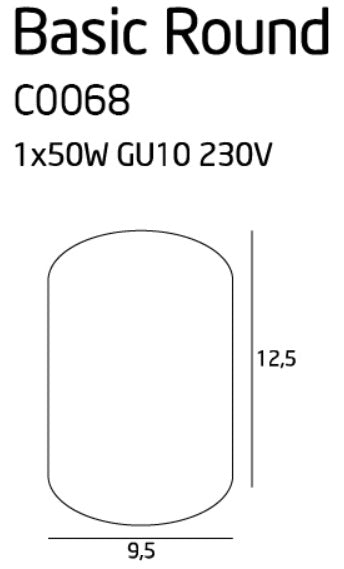 Dimensions Plafonnier spot Basic rond noir GU10