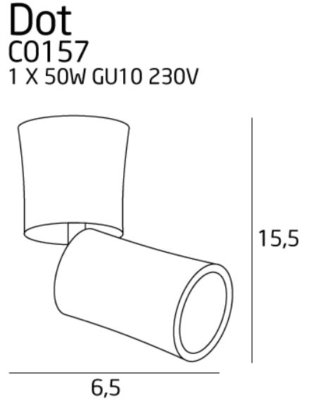 Dimensions Plafonnier spot Dot noir GU10
