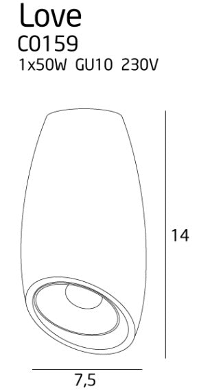 Dimensions Plafonnier spot Lofe noir GU10
