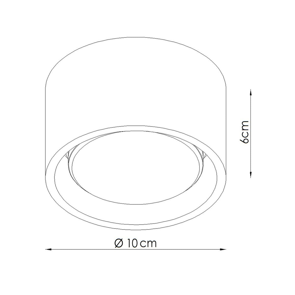 Schéma coté du plafonnier Modo 1 diamètre 10 cm hauteur 6 cm