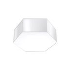 Plafonnier Sunde 11 blanc, coque hexagonale blanche et diffuseur opale