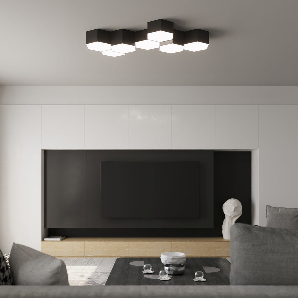 Plafonnier Sunde 11 noir dans un intérieur