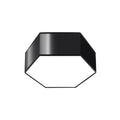 Plafonnier Sunde 11 noir, coque hexagonale noire et diffuseur opale