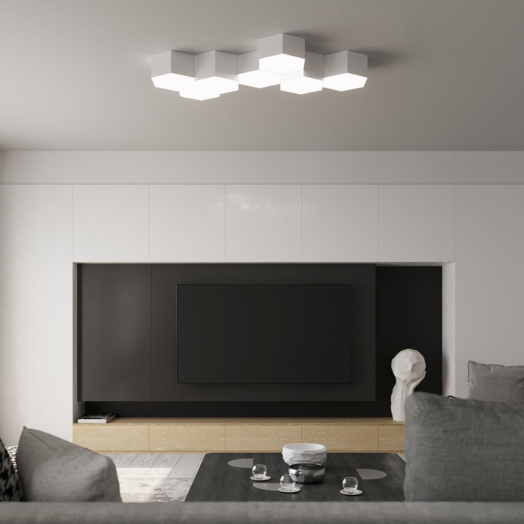 Plafonnier Sunde 13 blanc dans un intérieur