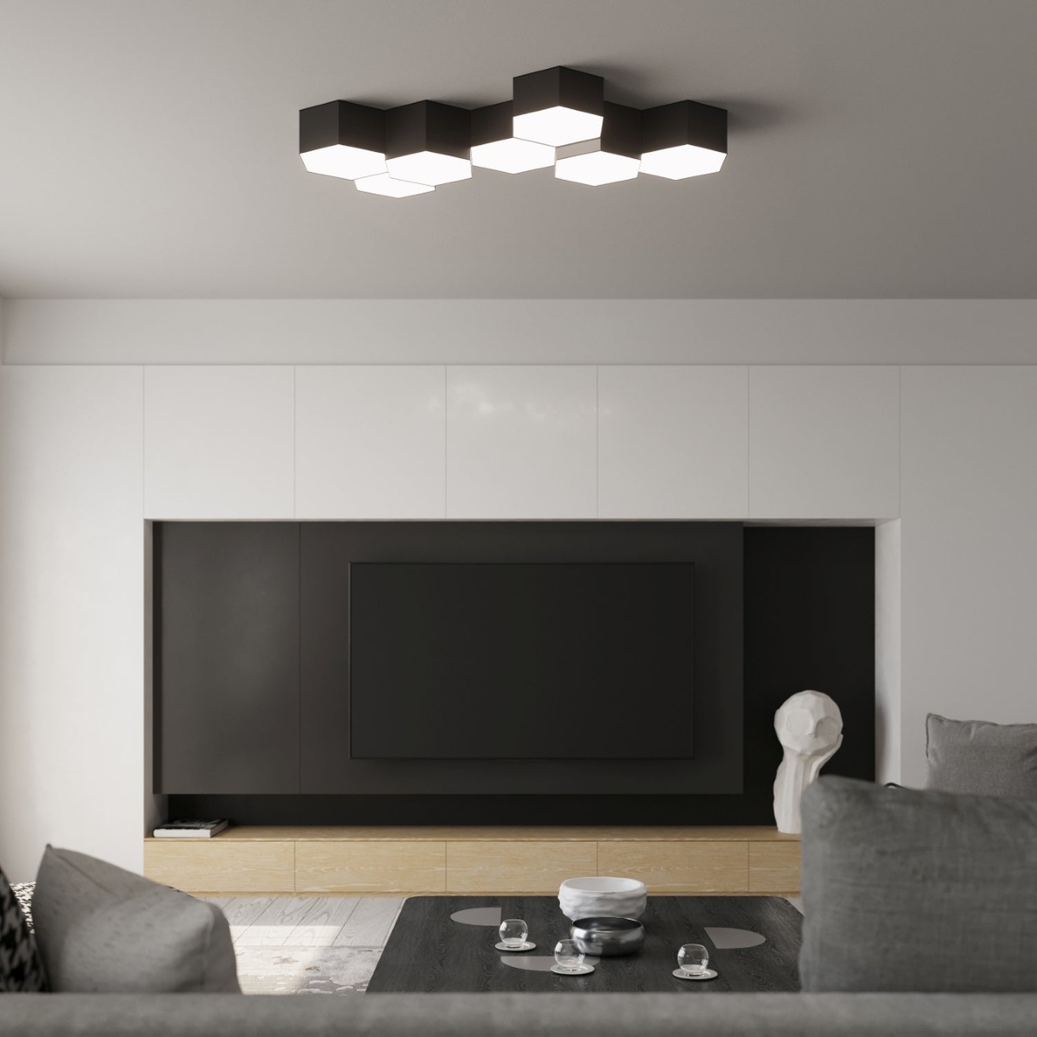 Plafonnier Sunde 13 noir dans un intérieur