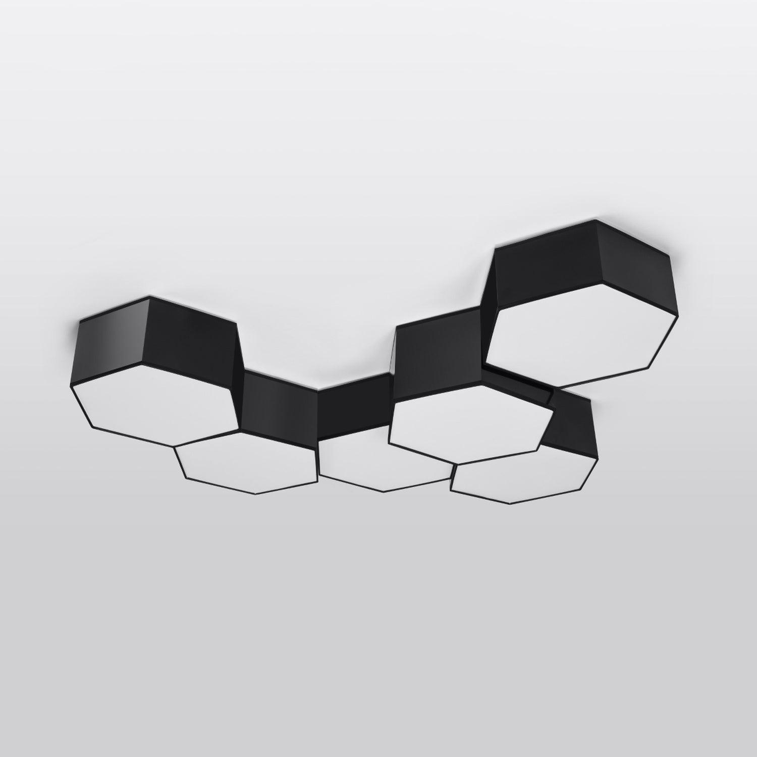 Plafonnier Sunde 13 noir, plusieurs modules assemblés