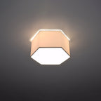 Plafonnier Sunde 15 blanc allumé, lumière diffuse vers le bas et halo au plafond