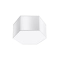 Plafonnier Sunde 15 blanc, coque hexagonale blanche et diffuseur opale