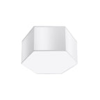 Plafonnier Sunde 15 blanc, coque hexagonale blanche et diffuseur opale