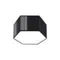 Plafonnier Sunde 15 noir, coque hexagonale noire et diffuseur opale