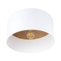 Plafonnier Telesto tissu blanc et bois clair E27, abat-jour tambour en tissu blanc à intérieur bois clair