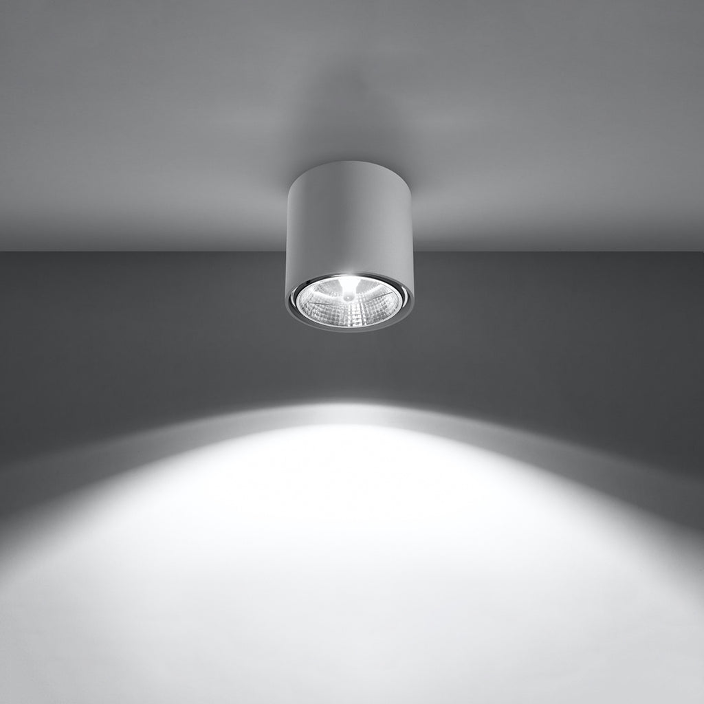 Plafonnier Tiube en aluminium blanc, downlight cylindre à réflecteur, réflecteur vu de dessous