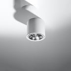 Plafonnier Tiube en aluminium blanc, downlight cylindre à réflecteur, vue de profil