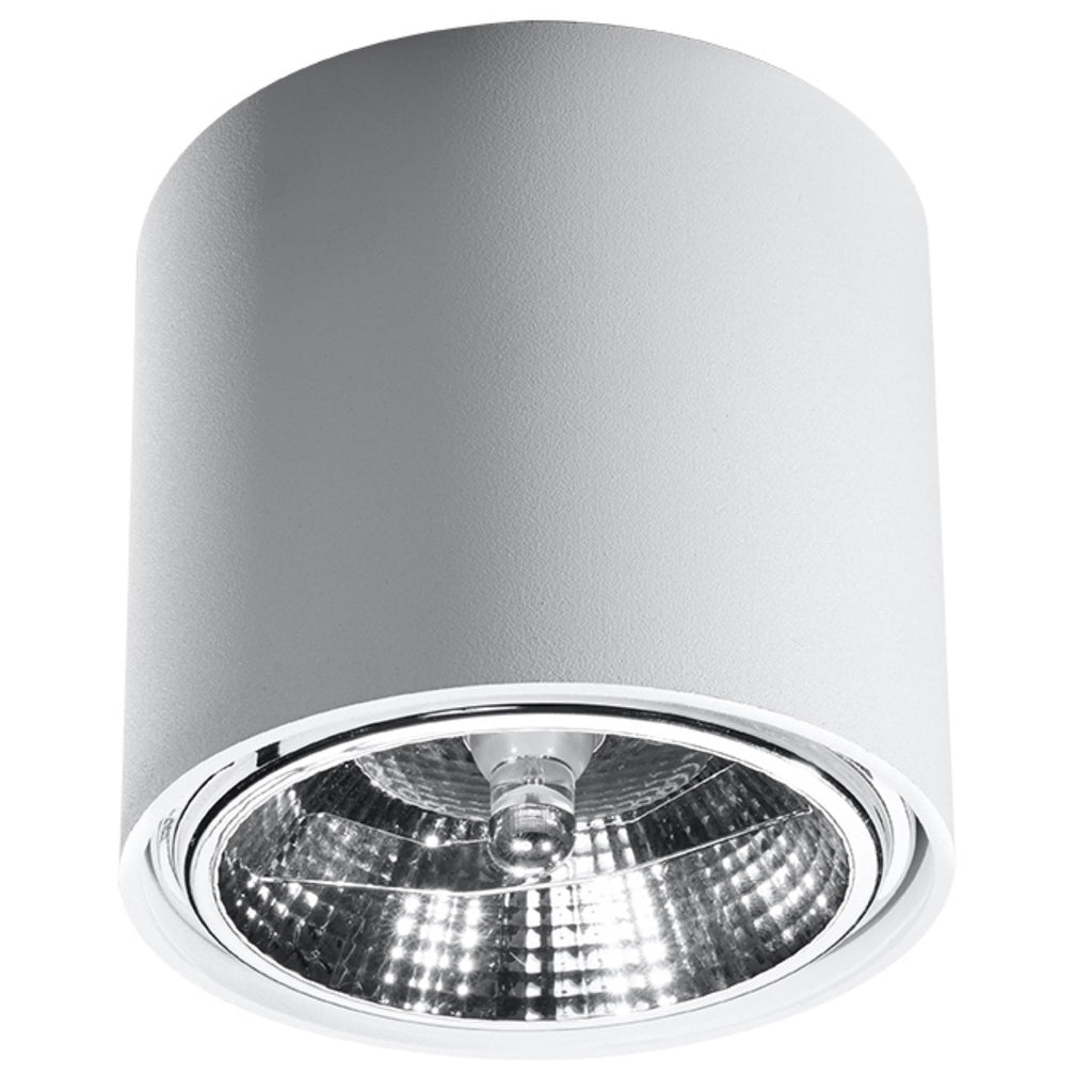 Plafonnier Tiube en aluminium blanc, downlight cylindre à réflecteur, vue de face