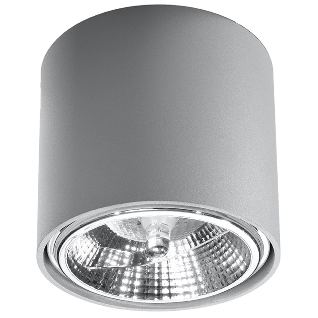 Plafonnier Tiube en aluminium gris, downlight cylindre à réflecteur, vue de face