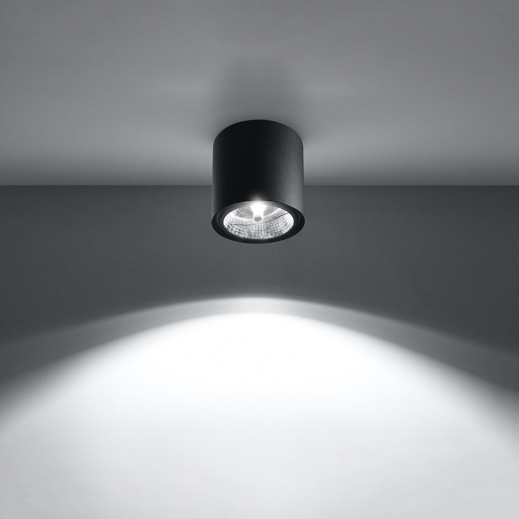 Plafonnier Tiube en aluminium noir, downlight cylindre à réflecteur, réflecteur vu de dessous