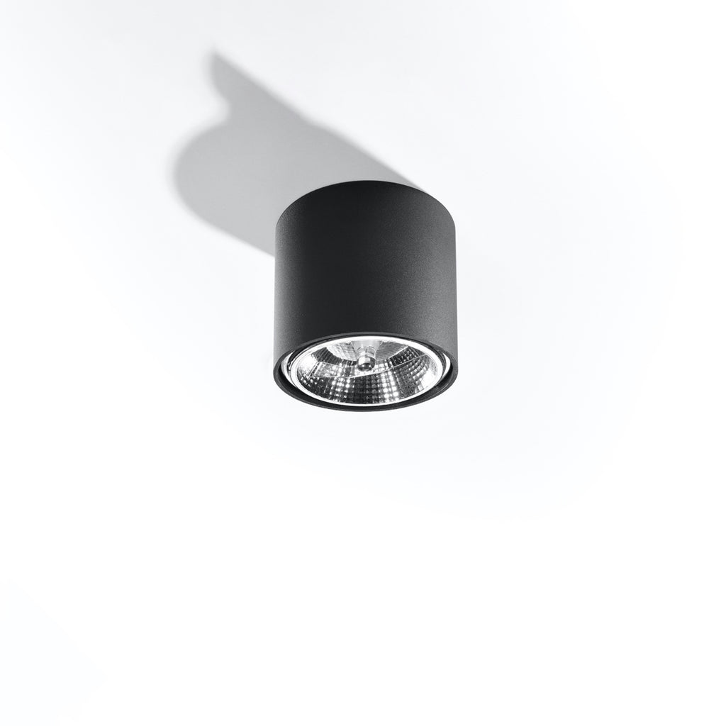 Plafonnier Tiube en aluminium noir, downlight cylindre à réflecteur, vue de profil