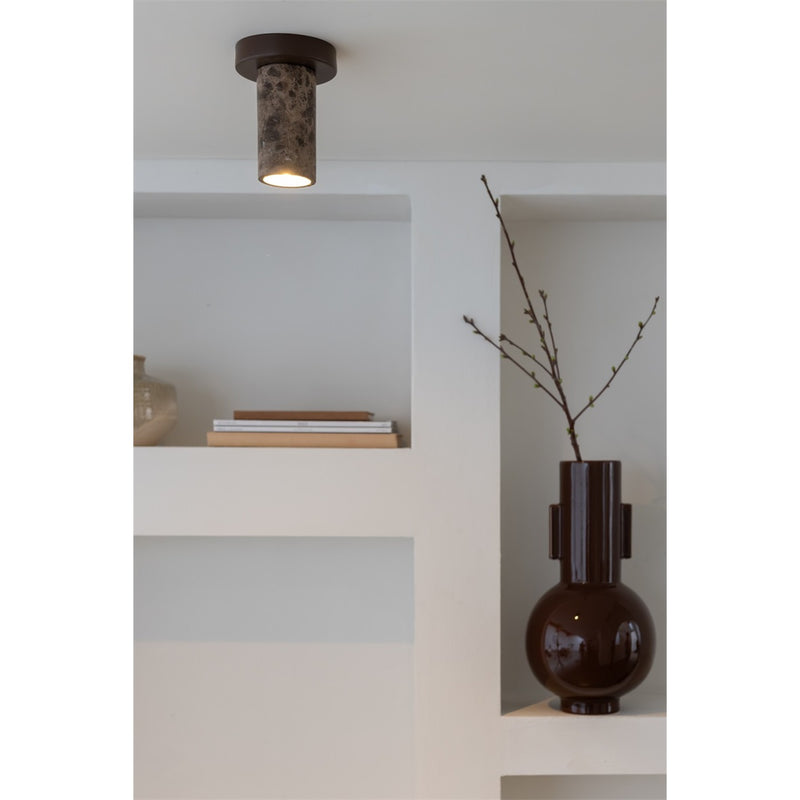 Dimensions Deckenleuchte Tivoli brauner Travertin 15 cm GU10