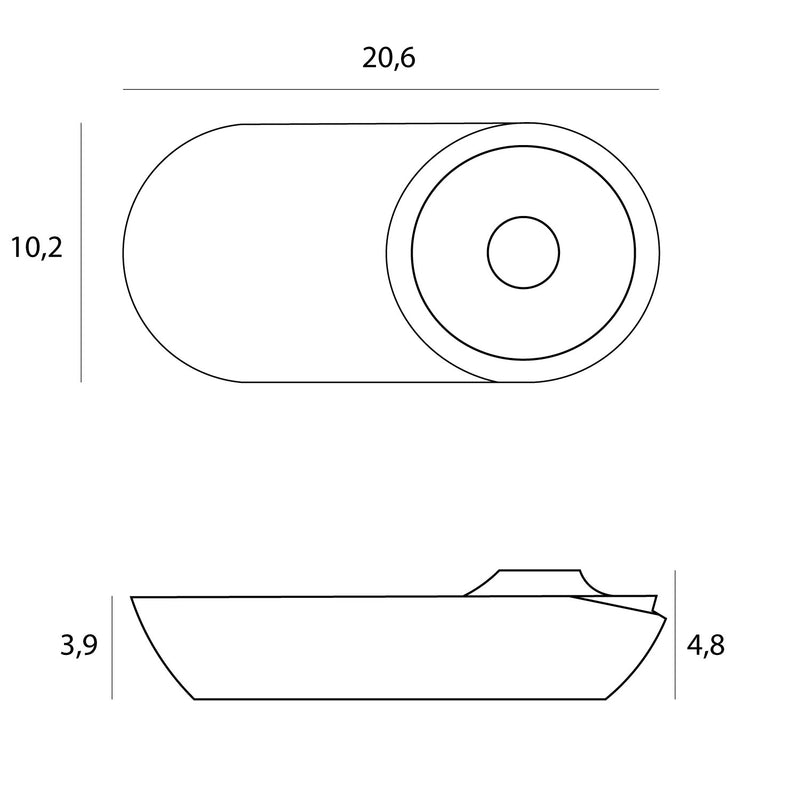 Dimensions Plafonnier Vector ovale blanc