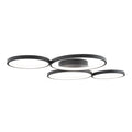 Plafonnier Velvet noir à quatre anneaux lumineux autour d'une base ronde