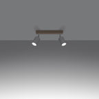 Plafonnier Verdo 2 bois et acier blanc GU10 allumé, faisceau orientable