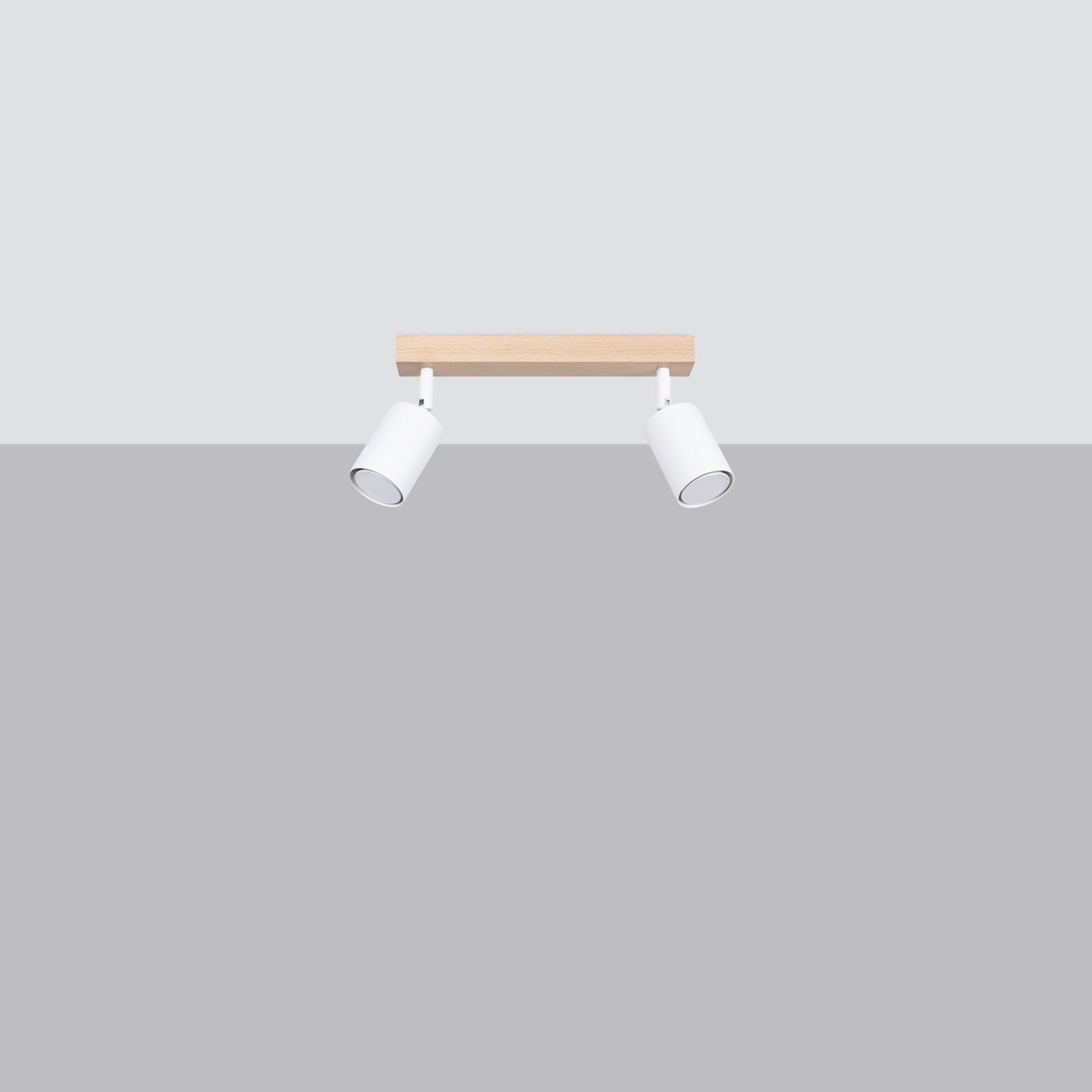 Plafonnier Verdo 2 bois et acier blanc GU10 de profil