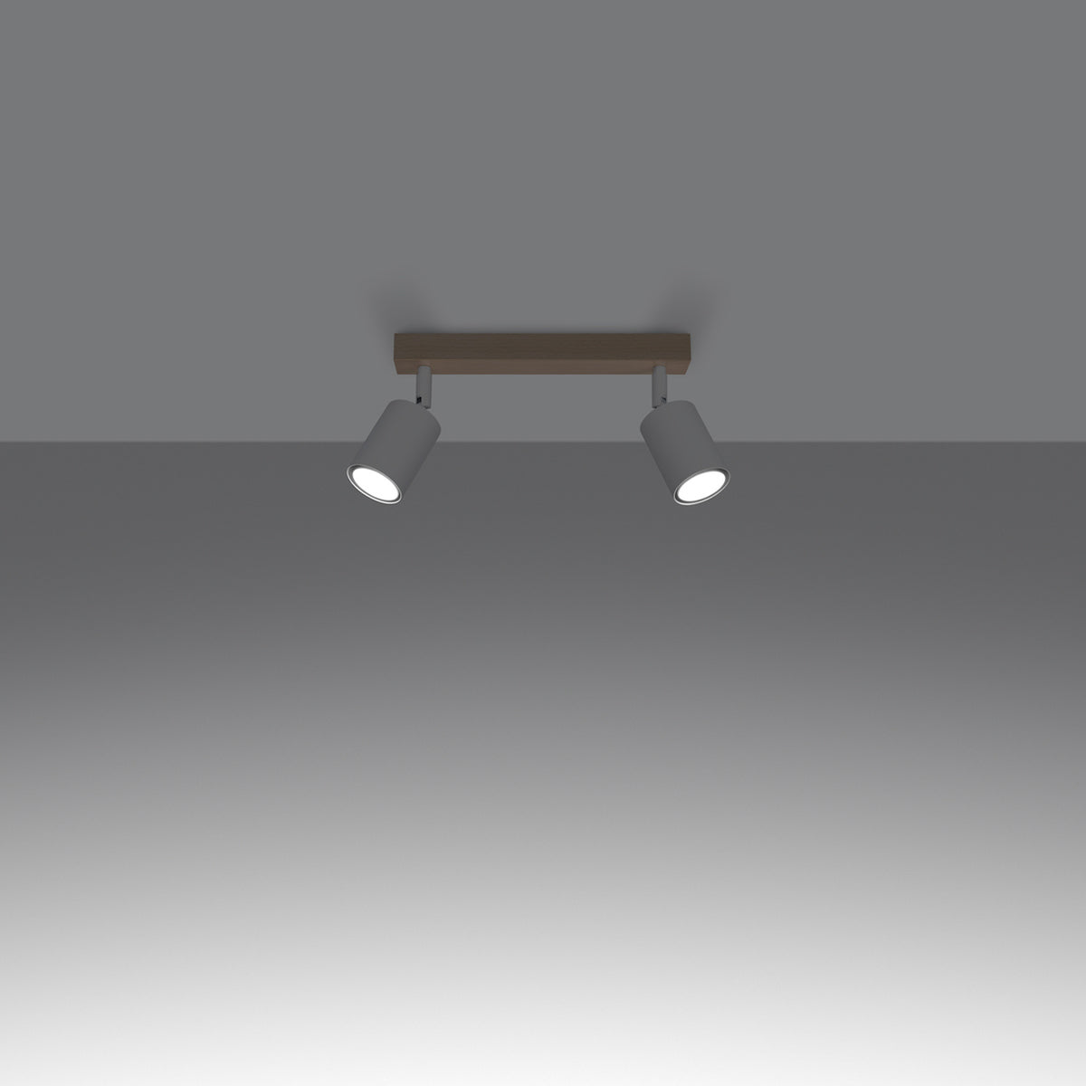 Plafonnier Verdo Métal blanc allumé avec ses deux spots