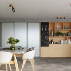 Plafonnier Verdo 3 en rond bois et acier blanc GU10, ambiance scandinave