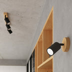 Plafonnier Verdo 3 en rond bois et acier blanc GU10 en ambiance