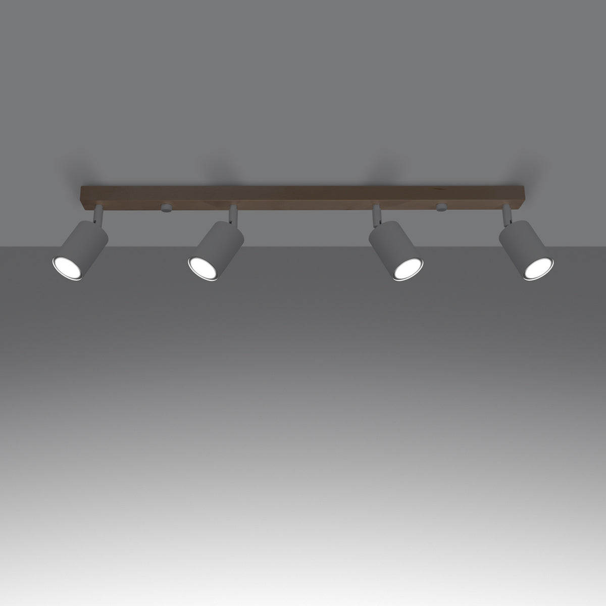 Plafonnier Verdo Métal blanc allumé avec ses quatre spots