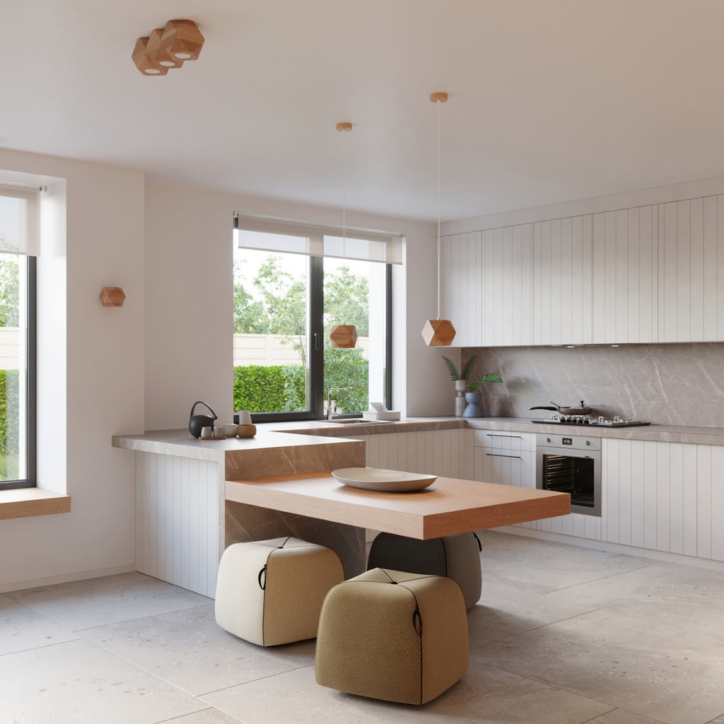 Plafonnier Woody 1 bois naturel dans un intérieur