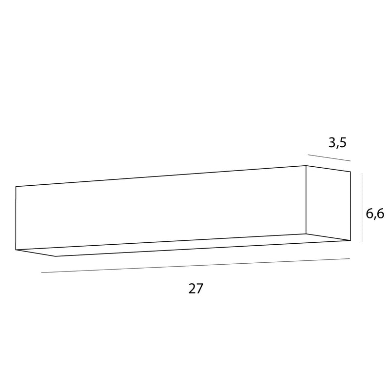 Dimensions Plafonnier X-Line barre 27 cm blanc