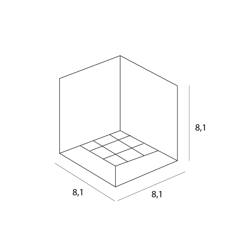 Dimensions Deckenleuchte X-Line cube 8 cm weiß