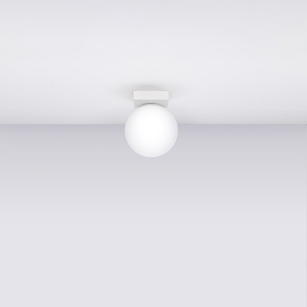 Plafonnier Yoli 1 boule opale acier blanc G9 de profil