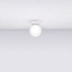 Plafonnier Yoli 1 boule opale acier blanc G9 de profil