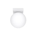 Plafonnier Yoli 1 boule opale acier blanc G9, une boule de verre opale blanc sous une platine d'acier blanc